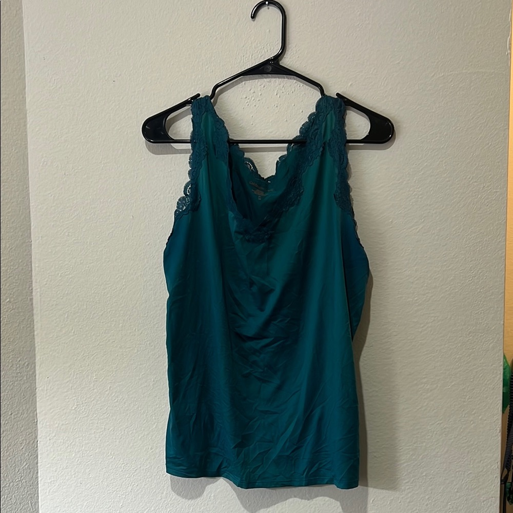 Coldwater Creek Teal Lace Accent Top